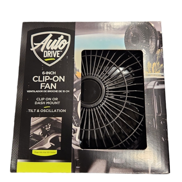 **NEW** Auto Driver Clip-On or Dask Mount Wide Coverage Fan 6" Black Oscillates - Picture 1 of 6